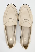 RUCHED LEATHER LOAFERS