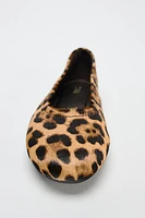 LEATHER ANIMAL PRINT BALLET FLATS