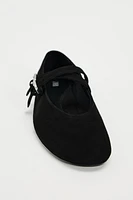 SUEDE STRAP BALLET FLATS