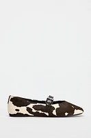 LEATHER ANIMAL PRINT BALLET FLATS