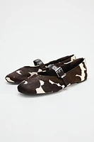 LEATHER ANIMAL PRINT BALLET FLATS