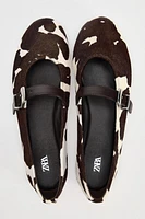 LEATHER ANIMAL PRINT BALLET FLATS