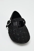 FABRIC BALLET FLATS WITH SPARKLY DETAIL