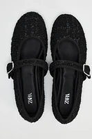 FABRIC BALLET FLATS WITH SPARKLY DETAIL