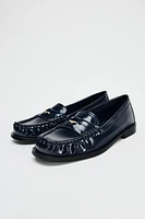 RUCHED LOAFERS WITH METALLIC DETAILS