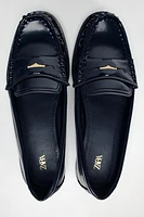 RUCHED LOAFERS WITH METALLIC DETAILS