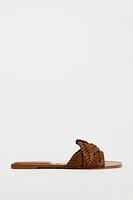 WOVEN FLAT LEATHER SANDALS