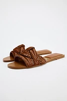 WOVEN FLAT LEATHER SANDALS