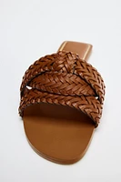 WOVEN FLAT LEATHER SANDALS