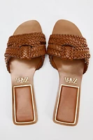 WOVEN FLAT LEATHER SANDALS