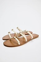 FLAT SANDALS WITH LEATHER STRAPS