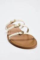 FLAT SANDALS WITH LEATHER STRAPS