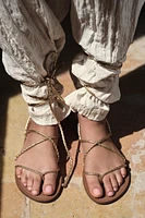 TIED LACE UP FLAT SANDALS