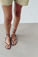 ANIMAL PRINT FLAT SANDALS