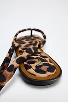 ANIMAL PRINT FLAT SANDALS