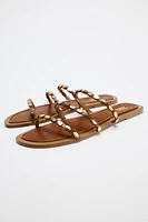 TRIPLE STRAP FLAT SANDALS