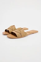 FLAT CROSSED STRAP SUEDE SANDALS