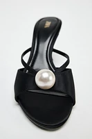 FAUX PEARL HEELED SANDALS