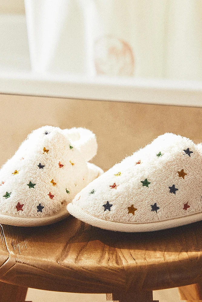 TERRYCLOTH STAR BATHROOM SLIPPERS