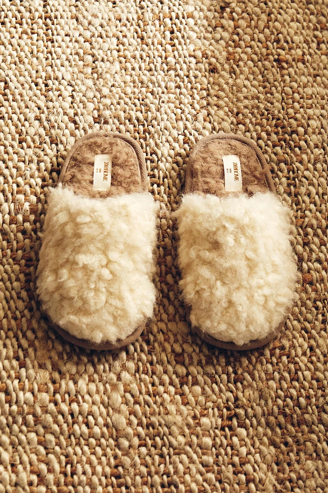 JUNIOR FAUX SHEARLING SLIPPERS