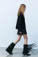 FRINGED LEATHER COWBOY BOOTS