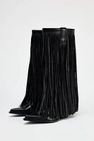 FRINGED LEATHER COWBOY BOOTS