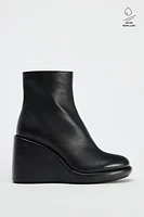 HEELED LEATHER ANKLE BOOTS WITH LINING