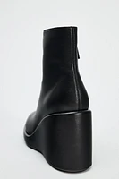 HEELED LEATHER ANKLE BOOTS WITH LINING