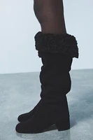 HEELED SUEDE KNEE HIGH BOOTS