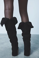 HEELED SUEDE KNEE HIGH BOOTS