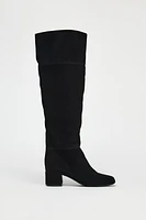 HEELED SUEDE KNEE HIGH BOOTS