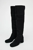 HEELED SUEDE KNEE HIGH BOOTS