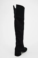 HEELED SUEDE KNEE HIGH BOOTS