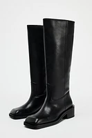 SQUARE TOE LEATHER BOOTS