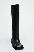 SQUARE TOE LEATHER BOOTS