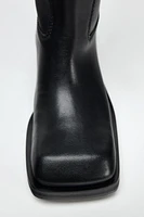 SQUARE TOE LEATHER BOOTS