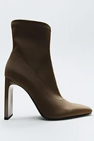 FABRIC HEELED ANKLE BOOTS