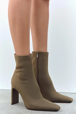 FABRIC HEELED ANKLE BOOTS