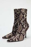 HEELED ANIMAL PRINT ANKLE BOOTS