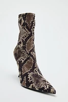 HEELED ANIMAL PRINT ANKLE BOOTS