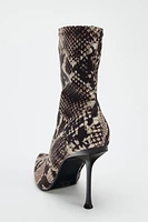 HEELED ANIMAL PRINT ANKLE BOOTS