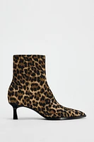 ANIMAL PRINT KITTEN HEEL ANKLE BOOTS