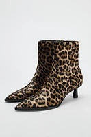 ANIMAL PRINT KITTEN HEEL ANKLE BOOTS