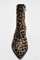 ANIMAL PRINT KITTEN HEEL ANKLE BOOTS