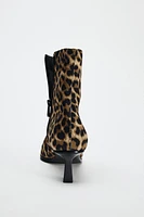 ANIMAL PRINT KITTEN HEEL ANKLE BOOTS