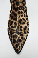 ANIMAL PRINT KITTEN HEEL ANKLE BOOTS