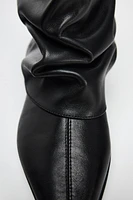 LEATHER KITTEN HEELED GAITER ANKLE BOOTS