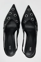 SLING BACK HEELS WITH GROMMETS