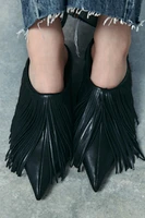 FRINGED LEATHER SLINGBACK