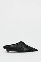 FRINGED LEATHER SLINGBACK